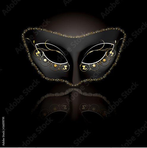 Vector: Venetian mask with black background Venetian mask with black background