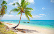 tropical beach with coconut palm. Koh Lanta, Thailand