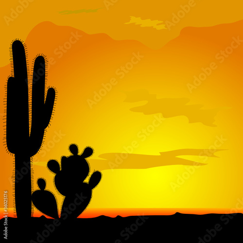 Vector: cactus black vector in desert illustration cactus black vector in desert illustration