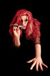 Drag Queen. Man dressed as Woman. On black.