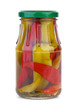 Chili peppers marinated in the glass jar Chili peppers marinated in the glass jar