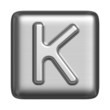 Metal alphabet in the form of a stamp. Capital letter K