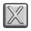 Metal alphabet in the form of a stamp. Capital letter X