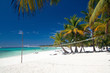 Volleyball net on caribbean beach