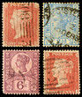 Set of Old Postage Stamps Britain Queen Victoria
