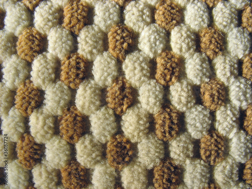 Photo: Brown and white relief plush fabric texture Brown and white relief plush fabric texture