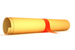 Ancient paper scroll with red stripe