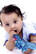Baby girl with toy