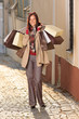Autumn outfit shopping woman elegant with bags