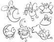 Vector: Set of cute angels for design Set of cute angels for design