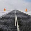 Road in a snow blizzard, Iceland