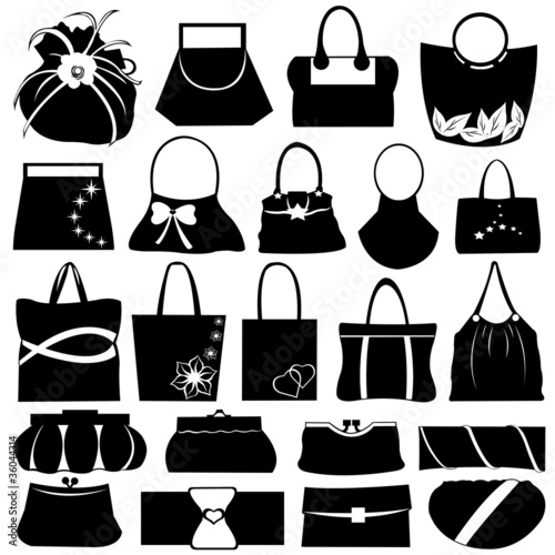 Vector: Female purse set isolated on white Female purse set isolated on white