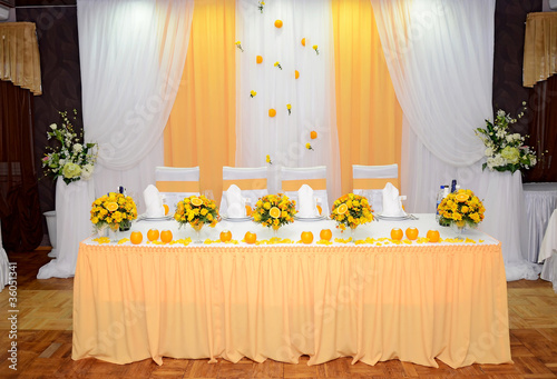 Photo: hall restaurant is decorated for realization of holiday hall restaurant is decorated for realization of holiday