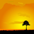 tree on desert vector illustration