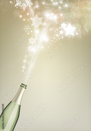 Illustration: Feuerwerk aus Sektflasche Feuerwerk aus Sektflasche