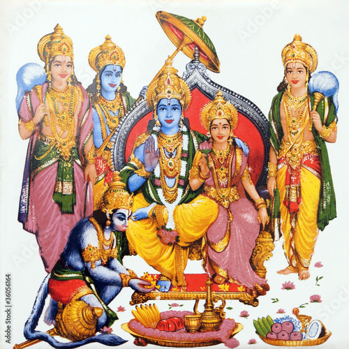 Photo: hindu deity Hanuman and Lord Rama hindu deity Hanuman and Lord Rama