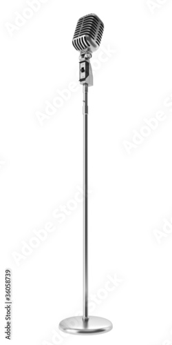 Photo: vintage microphone isolated on white background vintage microphone isolated on white background