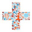 Plus symbol with media icons texture