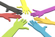 Colorful hands in a circle with clipping path