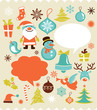 Retro Christmas background with collection of icons Retro Christmas background with collection of icons