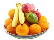fresh fruits on a round tray