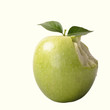 A green apple bitten