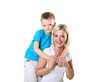 mother with son in studio