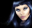 Beauty Brunette Girl with Magic Hair
