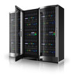 Server racks with open door