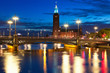 Night view of the Old Town in Stockholm, Sweden