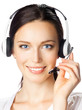 Photo: Support phone operator in headset, isolated Support phone operator in headset, isolated
