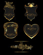 Vektor: antique vector golden vintage labels on black background antique vector golden vintage labels on black background