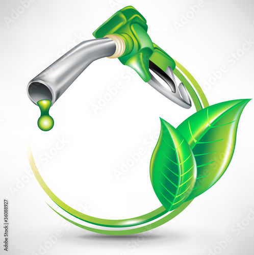 Vector: green energy fuel concept; gas pump nozzle green energy fuel concept; gas pump nozzle