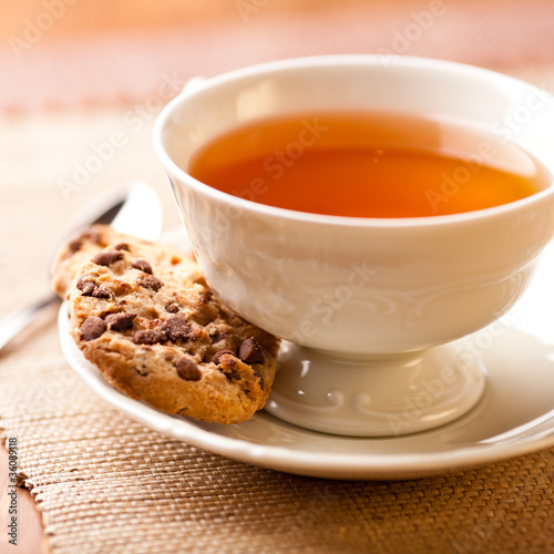 Photo: Cup of tea and chocolate chip cookies Cup of tea and chocolate chip cookies