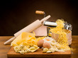 tradional italian homemade pasta with ingredients