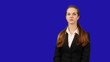 Video: Business woman sees something interesting and takes photo Business woman sees something interesting and takes photo