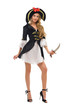 Beautiful woman in carnival costume. Pirate shape