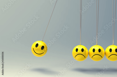 Illustration: newtons cradle made from smiley faces newtons cradle made from smiley faces