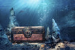 closed treasure chest underwater