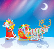 Santa loads Christmas gifts into his sleigh