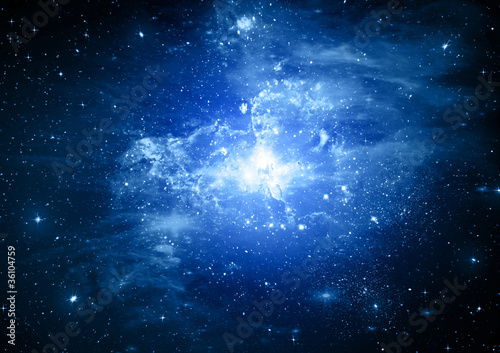Illustration: Stars of a planet and galaxy in a free space Stars of a planet and galaxy in a free space