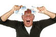 Man totally excited after winning the lotery