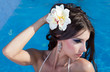The beautiful girl in pool