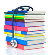 stethoscope and pile of books isolated on white stethoscope and pile of books isolated on white