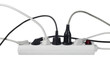white multiple socket and plugs sideways