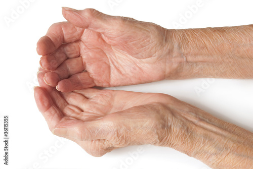 Photo: Old Lady's hands open Old Lady's hands open