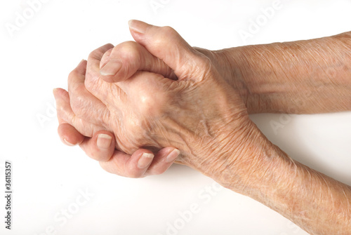 Photo: Old Lady's hands clasped Old Lady's hands clasped