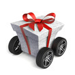 Gift box with wheels