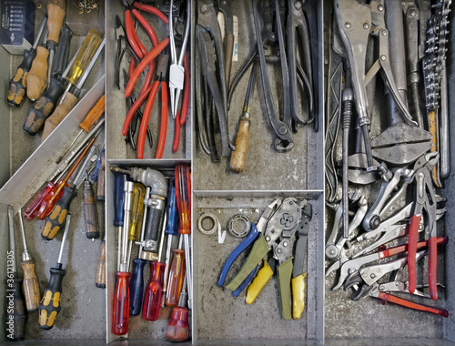 Photo: work tools in drawer work tools in drawer