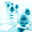 abstract bright blue balls on checkered background abstract bright blue balls on checkered background